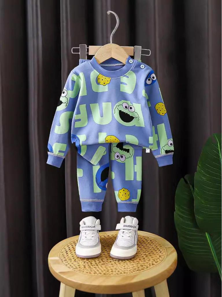 Kids' Pure Cotton Underwear & Homewear Set - Boys & Girls Autumn Cartoon Clothes & Trousers