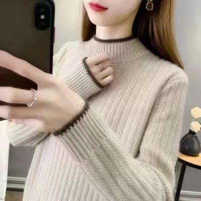 Autumn and Winter New Semi-turtleneck Sweater Women's Pullover Loose Outer Wear Thickened Fashion Knitted Sweater Base Sweater Women