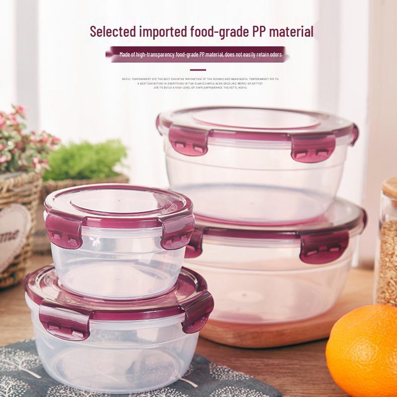 Round Plastic Bento Lunch Box Set - Microwave & Fridge Safe, Sealable Food Storage Containers