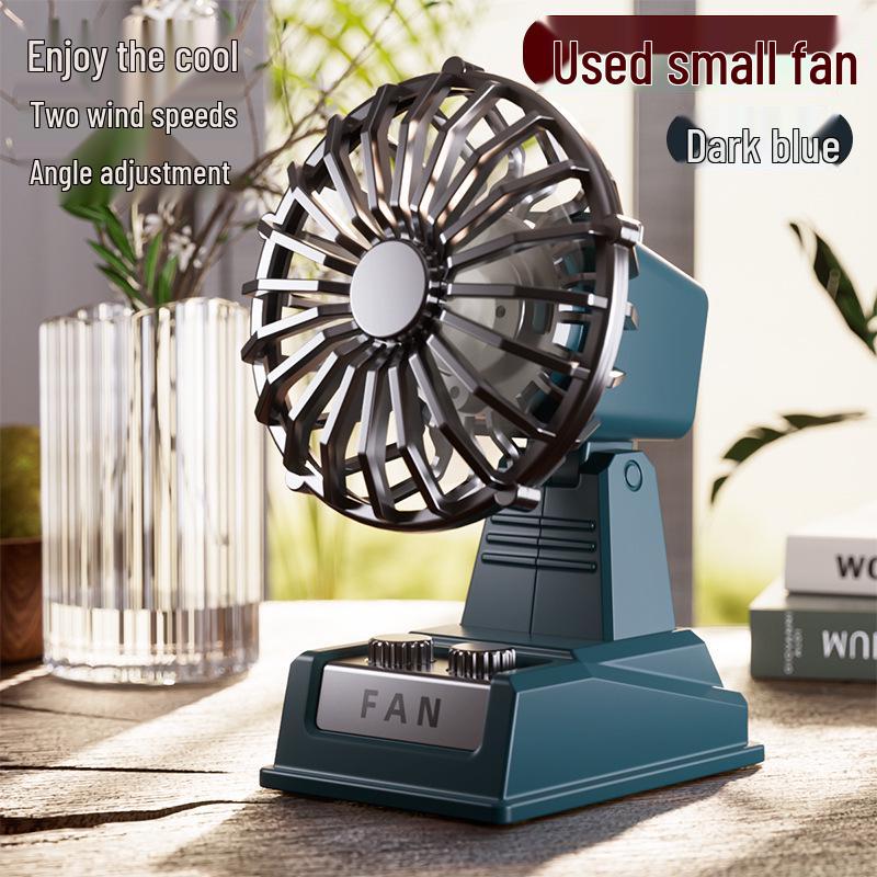 

Retro USB-Charging Portable Desktop Fan for Students and Office Use 3-speed Wind + Adjustable Vent + USB темно-синий