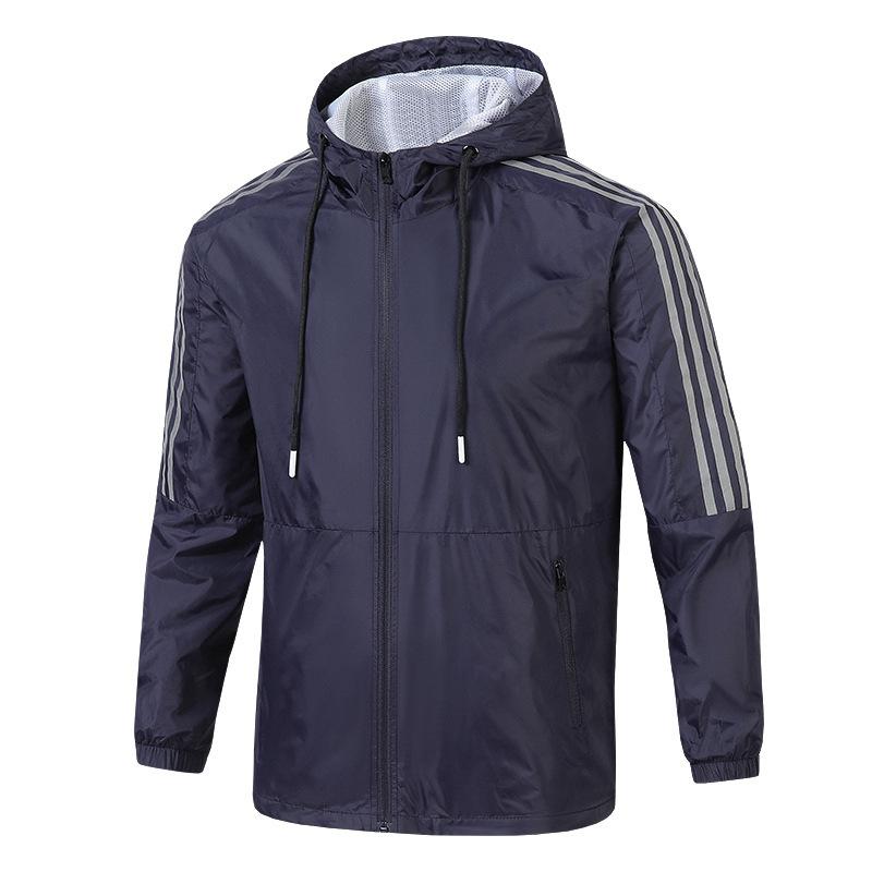 

Spring and Autumn Sports Jackets Men s Trendy Casual Men s Thin Trench Coats Men s Jacket Three-bar Light Plate 5XL синий