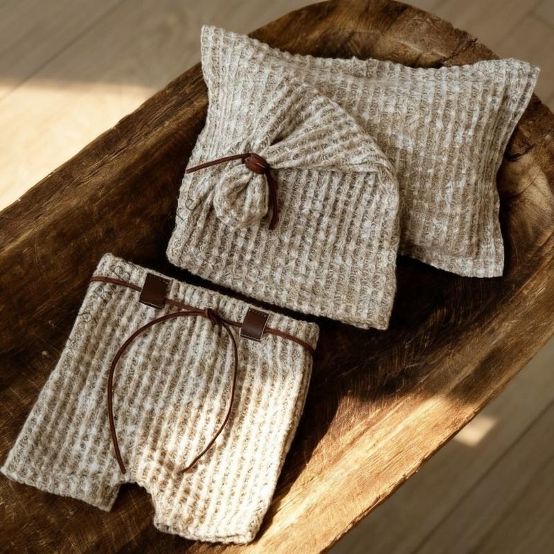 H3CD Baby Photography Props Newborns Photo Clothes Photography Costume Knitted Hat Pillow & Pants Outfit for Infant China Mainland
