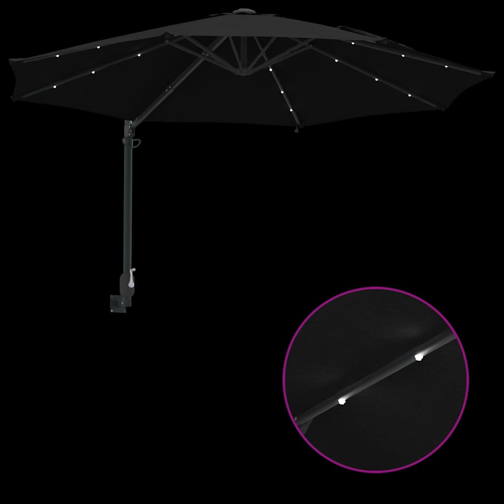 Garden Sun Umbrella Black 248 x 248 x 148 cm