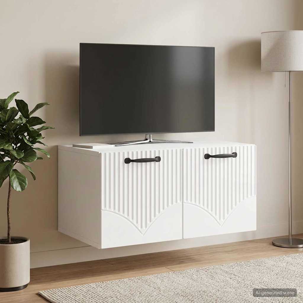 Wall Mounted TV Cabinet High Gloss White 59.5 x 41 x 30 cm