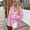 Women Pink Linen Blend Oversized Button Down Long Sleeve Shirt