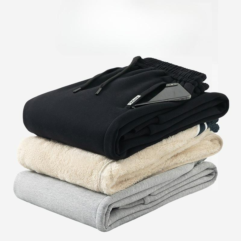 Lamb Velvet Plus Velvet Thickened Sweatpants Men's Autumn and Winter Casual Pants Men's Loose Straight Sports Pants