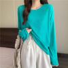 Women’s Long Sleeve Sunscreen T-Shirt - Loose White, Slim Round Neck, Korean Cotton Bottoming Shirt