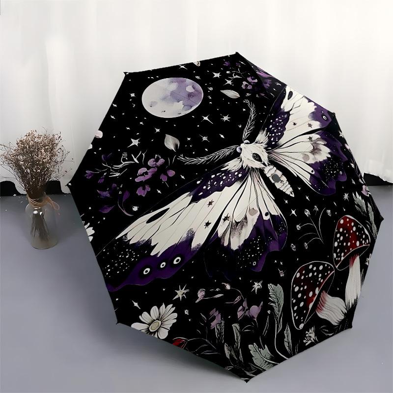 1pc Butterfly MushroomOpen/Close Umbrella-Windproof, Compact Travel Umbrella, Sturdy 8-Rib Shaft, Outdoor Accessory, 1060