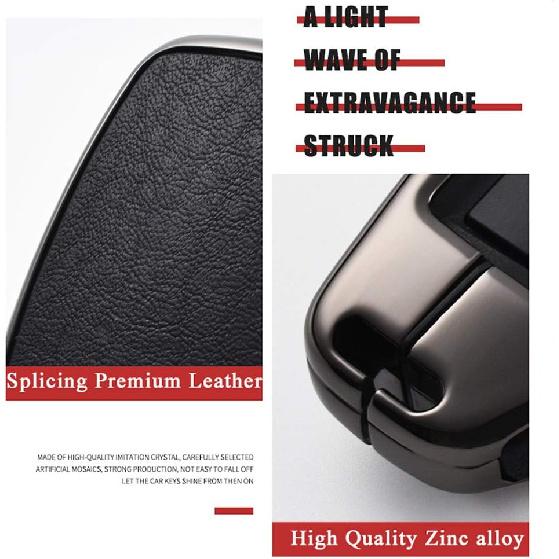 SANRILY 1 Stück schlüssellose Schlüsselabdeckung passend für Land Rover LR4 passend für Jaguar XF Metall Leder Schlüsselschutzgehäuse Schale passend für Range Rover Discovery Sport