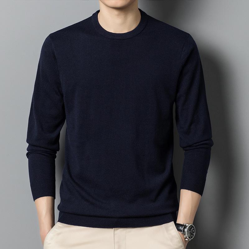 Кардиган мужской однотонный тонкий вязаный свитер весна и осень новый мужской круглый — фото 14