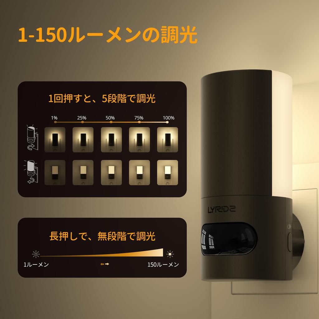 Lyridz Indoor Sensor Light, 300° Rotatable, Motion Sensor Light, Outlet Compatible, Ultra-Bright 150 Lumens, Adjustable Brightness and Time Setting,