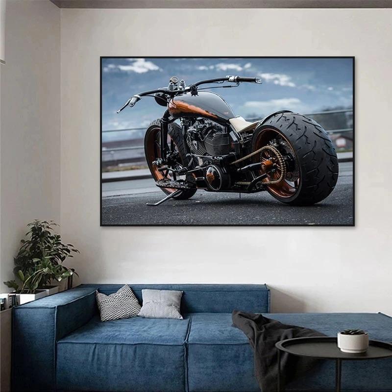 Skvělý obraz motocyklu na plátně Rytířský sen Těžká lokomotiva Plakáty a grafiky Chlapecká výzdoba pokoje Speciální dárek