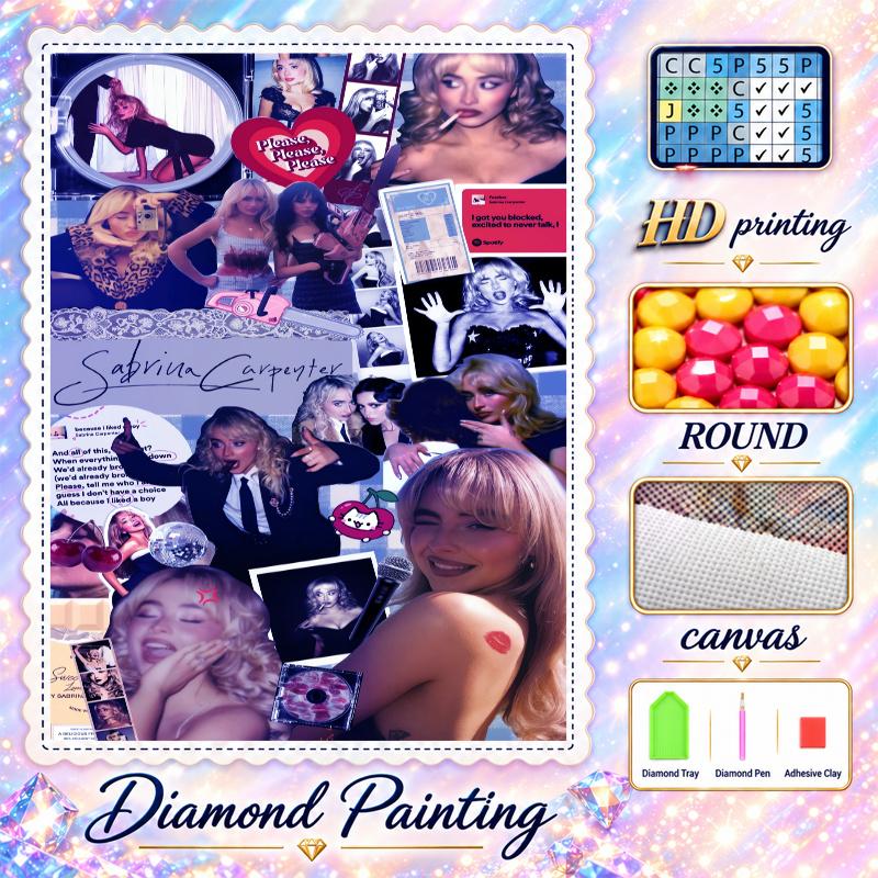 Sabrina Carpenter Diamond Painting Kit 5D Full Drill DIY Diamond Mosaic Wall Art Home Decor