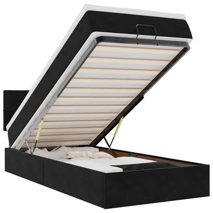 VidaXL Cadre de lit ottoman avec matelas noir 100x200cm velours, cadre de lit, cadre de lit rembourré, cadre de lit ottoman 3311755