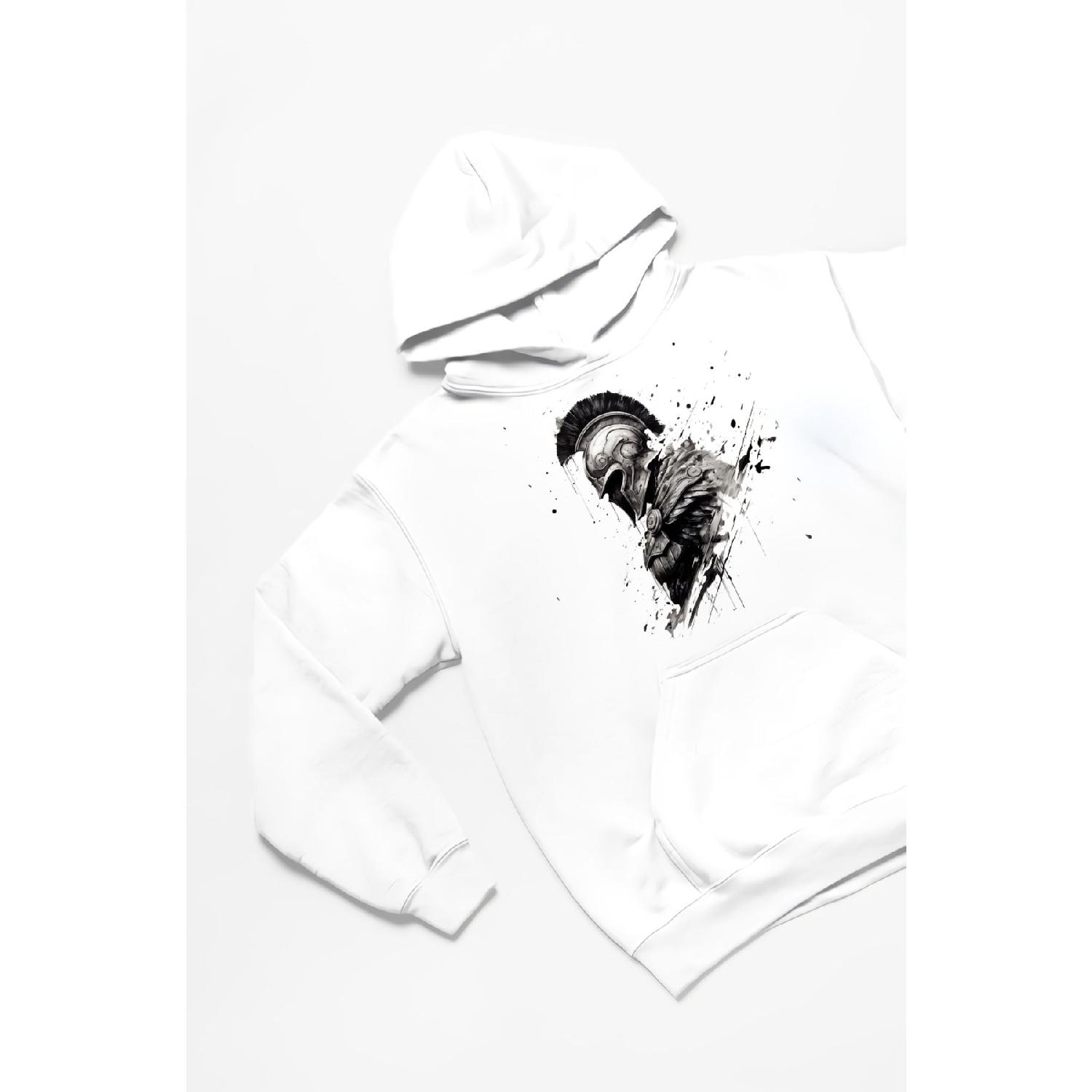 

White Oversize Unisex Black Sweatshirt Gladiator Print S білий