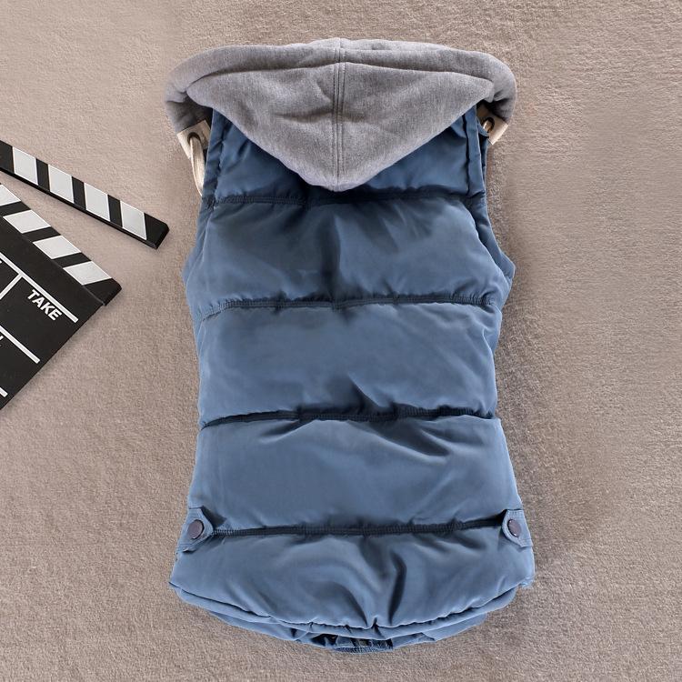 Dames Herfst en Winter Kort Warm Vest met Capuchon Plus Size Opstaande Kraag Slim Zakjas