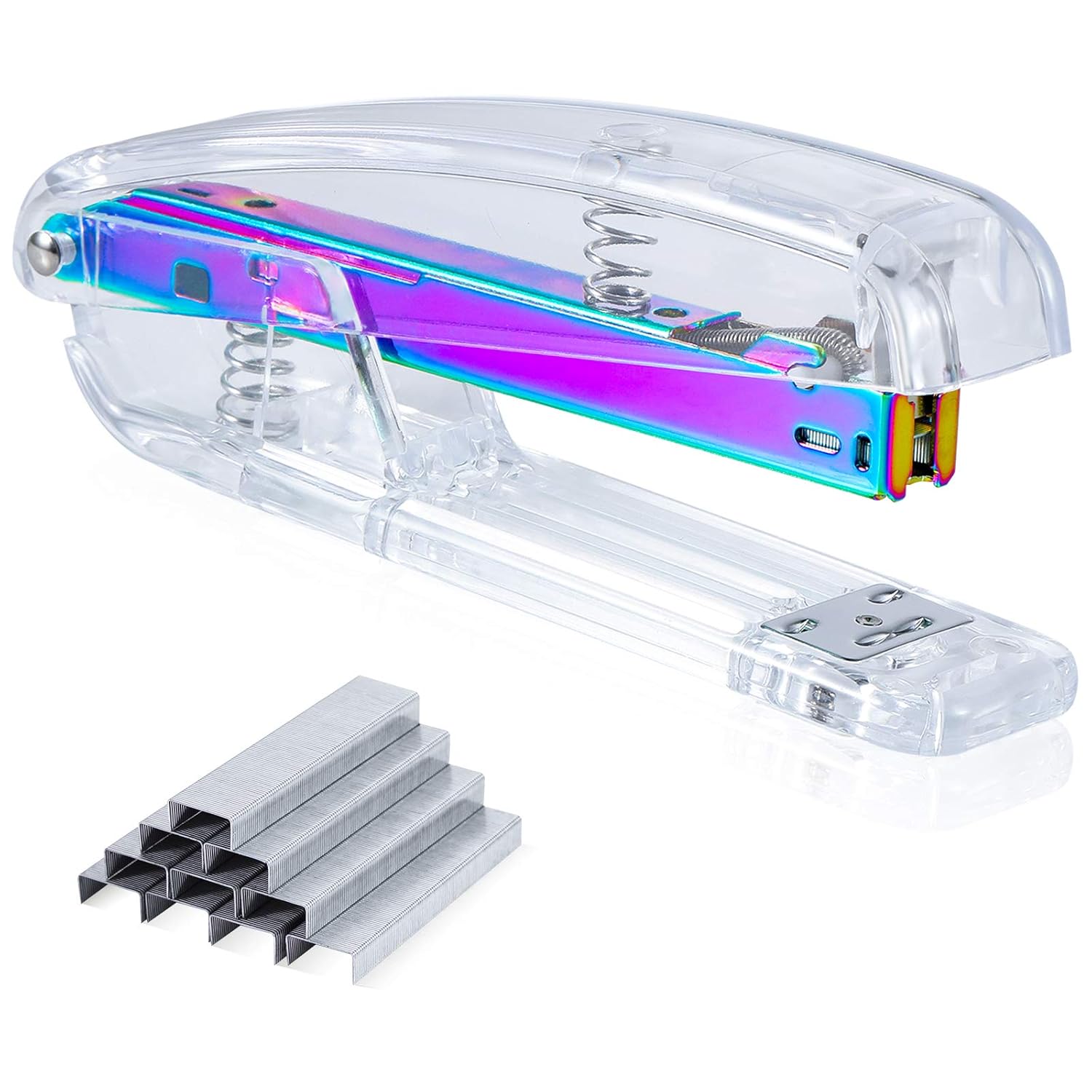 Dream Color Acrylic Stapler Set,Desk Stapler,Office and Home Stapler,Students Stapler,Tape Dispenser,Stapler Remover,Free 1000pcs 26/6 Laser Stapler