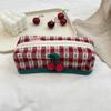 Cherry Plaid Storage Bag Large Capacity Multifunctional Makeup Bag Large Capacity Pen Bag Brand New For Makeup Travel Office