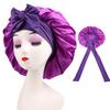 Satin Shower Cap For Women Waterproof Silk Bonnet With Elastic Band Bath Cap For Long Hair Shower Hair Cover Accessories