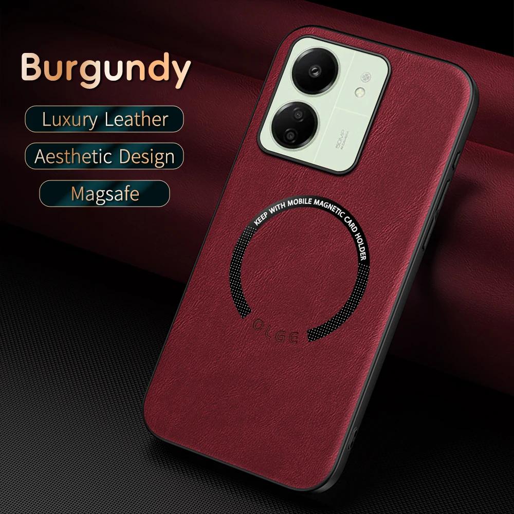 

Для POCO C65 M6 Pro Чехол для телефона из ПУ кожи с коровьим узором с мелкими отверстиями, с магнитным кольцом снаружи и мягкими краями, противоударный For POCO M6 4G красный