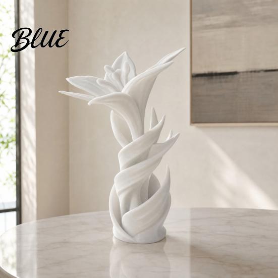 Artistic Lily Flower Floral Art Printed Modern Sculpture Decoration 3D Intertwined White Wedding Anniversary Pure Sculpture Gift for