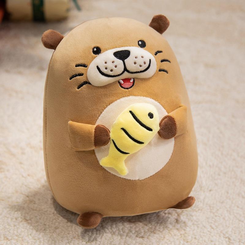 Cute cute fish holding otter doll plush toy sea otter doll children s company soothing pillow doll 20cm（0.2kg）