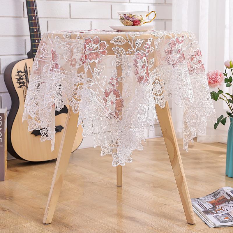 French Pastoral Lace Tablecloth Embroidered Sofa Dust Cover Circular Tablecloth