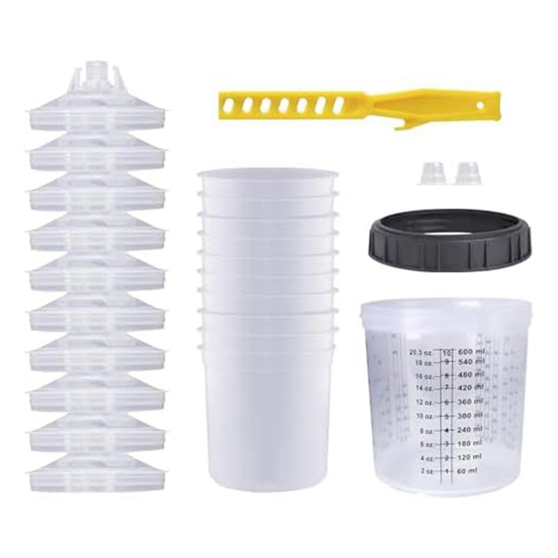 A96I-Disposable Paint Sprayer Mixing Cup Kit For Automotive Paintgun, HVLP Paint Spray Paint Gun20 Ounce (600Ml) Set