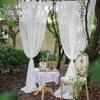 French Pastoral Vintage White Gauze Window Screen Curtain Vine Pattern Jacquard Lace Finished Punch Hook Curtain Fabric