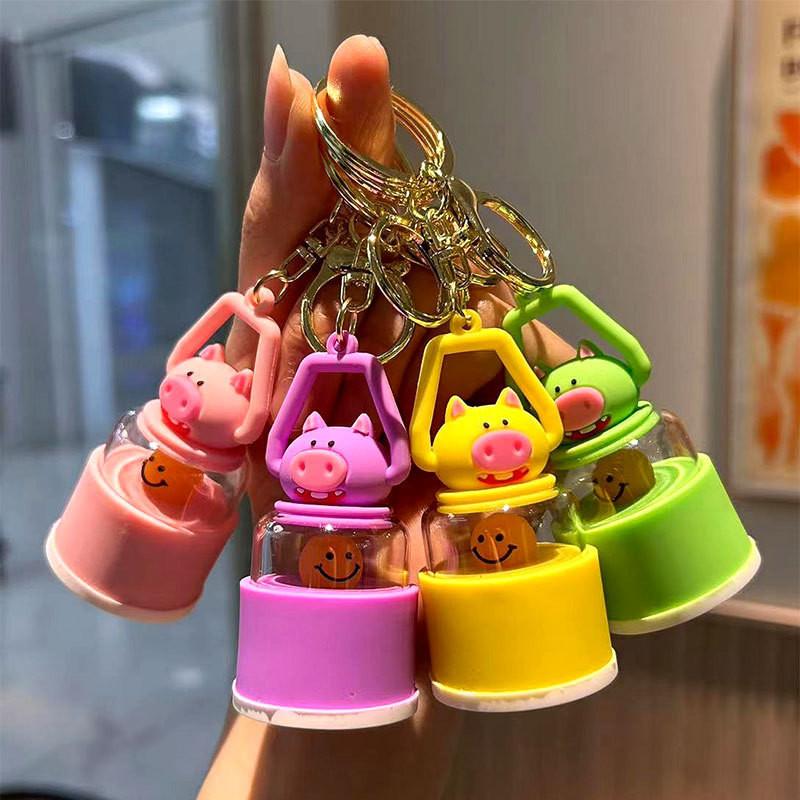 Cartoon Fluorescent Pig Keychain Bag Mobile Phone Pendant Accessories Gift Toy
