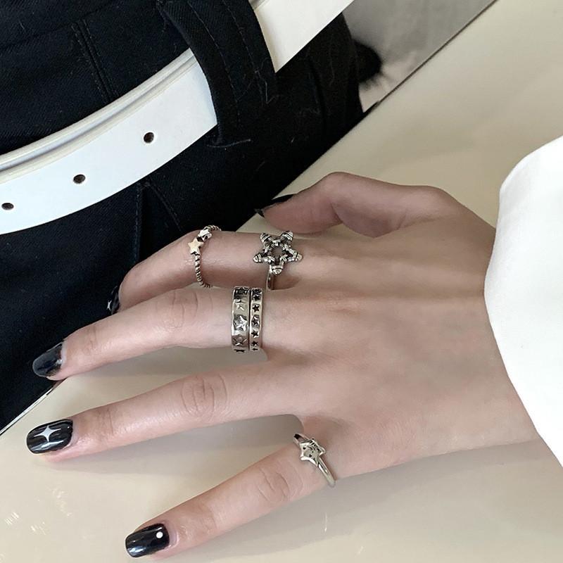 Star Copper Stylish Ring Adjustable For Women Retro Chic And Style Geometric