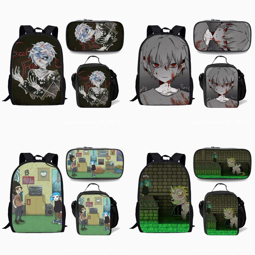 Sally Face Backpack Set With 17inch Large Capacity Student Computer Bag For Daily Use