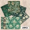 24pcs, Vintage Green Floral Theme Scrapbook Paper, A5 Size, DIY Journals, Material Paper, Patchwork, Photo Albums, Handbooks