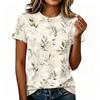 Women's Casual Crew Neck Short Sleeve Pullover T Shirt Floral Print Top Lightweight Soft Fabric Comfortable Fit