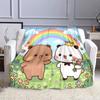Cute Bear and Panda with Rainbow Scene Patterned flannel blanket perfect for the bedroom living room, sofa, or a little nap