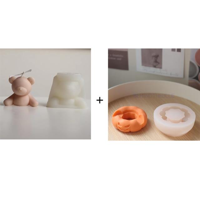 Cute Bear with Swimming Ring Silicone Mold DIY Creative Candle Mold for Candle Making Summer Party Supply Home Decor