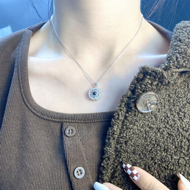 Love Couple Necklace Pair Clavicle Chain Projection Stone Sun Moon Pendant Necklace Men Women Love Tokens Tanabata G