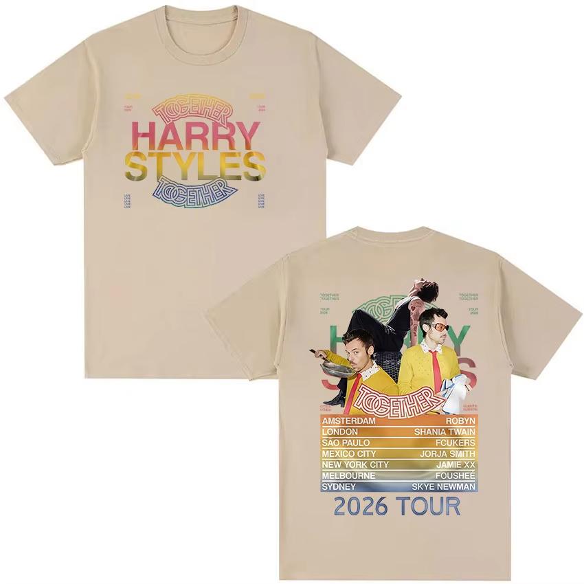 Harry Styles Together Tour 2026 Prezent dla Fanów Koszulka Męska Vintage Wysokiej Jakości Bawełniane Koszulki Wiosna Lato T-shirt Streetwear