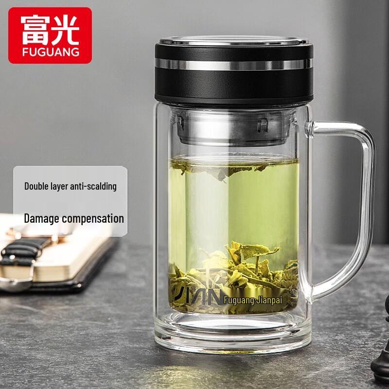 Fuguang Double-Layer Anti-Scald Glass Mug with Handle