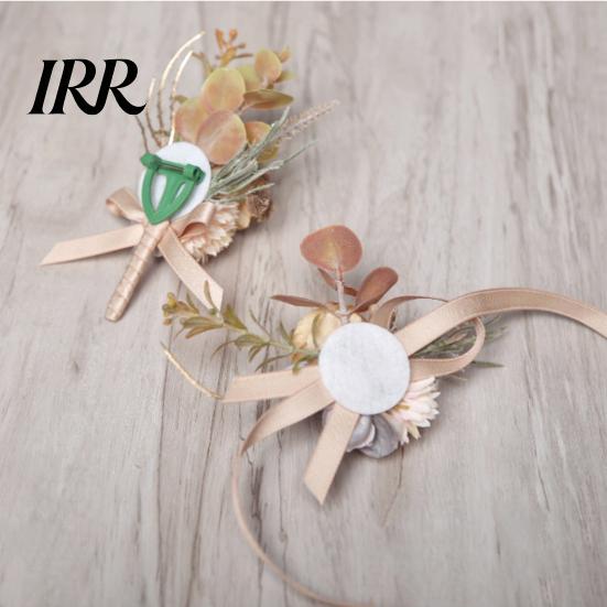 Durable Flower Pin Rose Bud Wedding Set, Wrist Corsage for Bride Bridesmaid High Simulation & Boutonniere Groom Groomsman, Artificial Silk Floral
