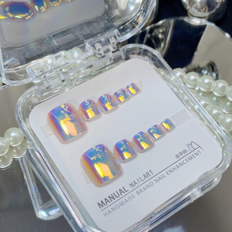 

Aurora Iridescent Toenail Art: Removable Handmade Manicure Stickers Small