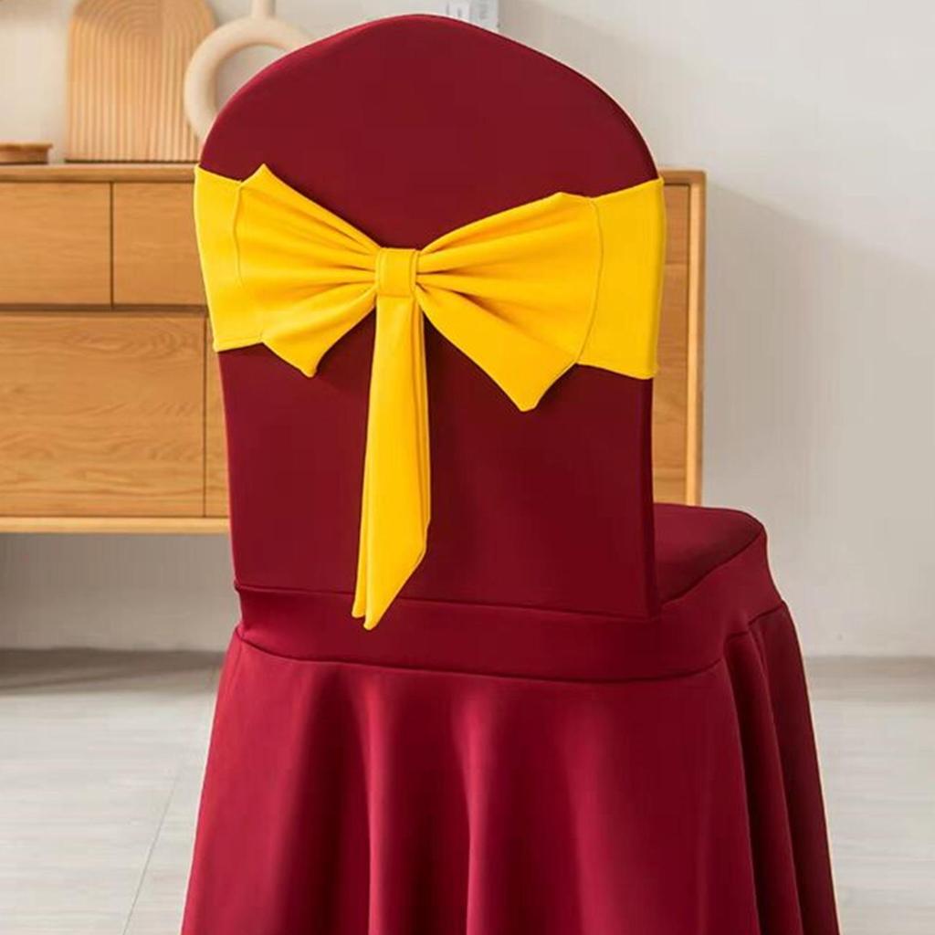 Thick Air-Layer Sun Skirt Chair Cover for Weddings, Banquets, and Conferences - No-Tie Bow Design