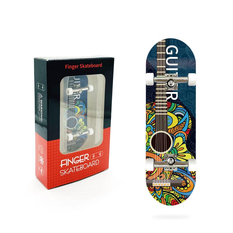 Maple Finger Skateboard with Bearings and Wheels - Mini Double Rocker Board for Kids' Creative Play