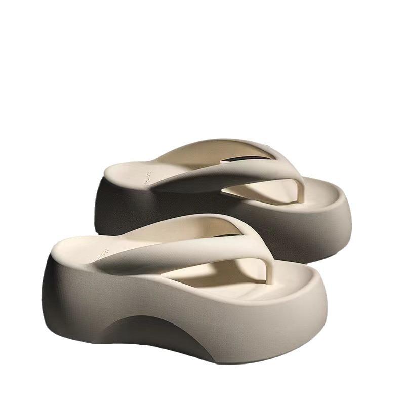 Fashion Pantoufles d'été pour femmes, tongs en caoutchouc, plate-forme, sandales de plage, mode basse, sabot hawaïen massag, 2024