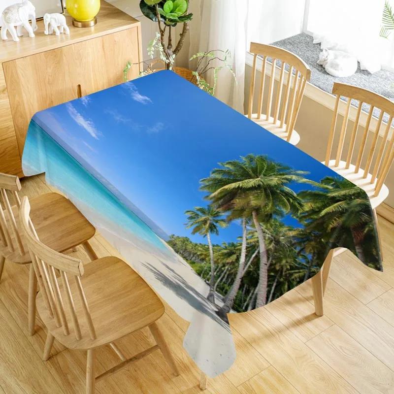 Custom Beach Seaside Table Cloth Oxford Print Waterproof Oilproof Home Rectangular Party Table Cover 100X140cm/140X250cm
