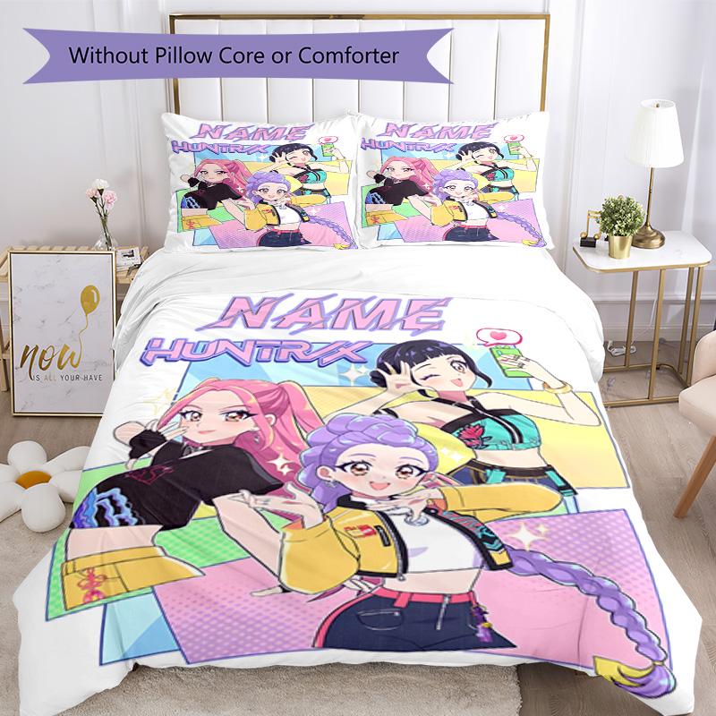 Cacciatori di Demoni Kpop Personalizza il tuo nome Set Biancheria da Letto Copripiumino Traspirante con Federe Decorazione per la Casa Regalo di Compleanno
