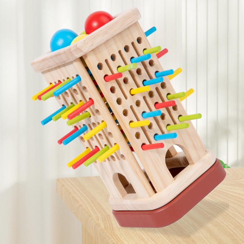 Kids' Wooden 3-in-1 Pick-Up Sticks Game: Dice, Color Recognition, Educational Parent-Child Interaction Table Toy