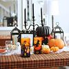 Flameless Flickering Candles Set of 3 Real Wax LED Pillar Candles Warm Light with Castle, Witch, Bats Decal Halloween Candles