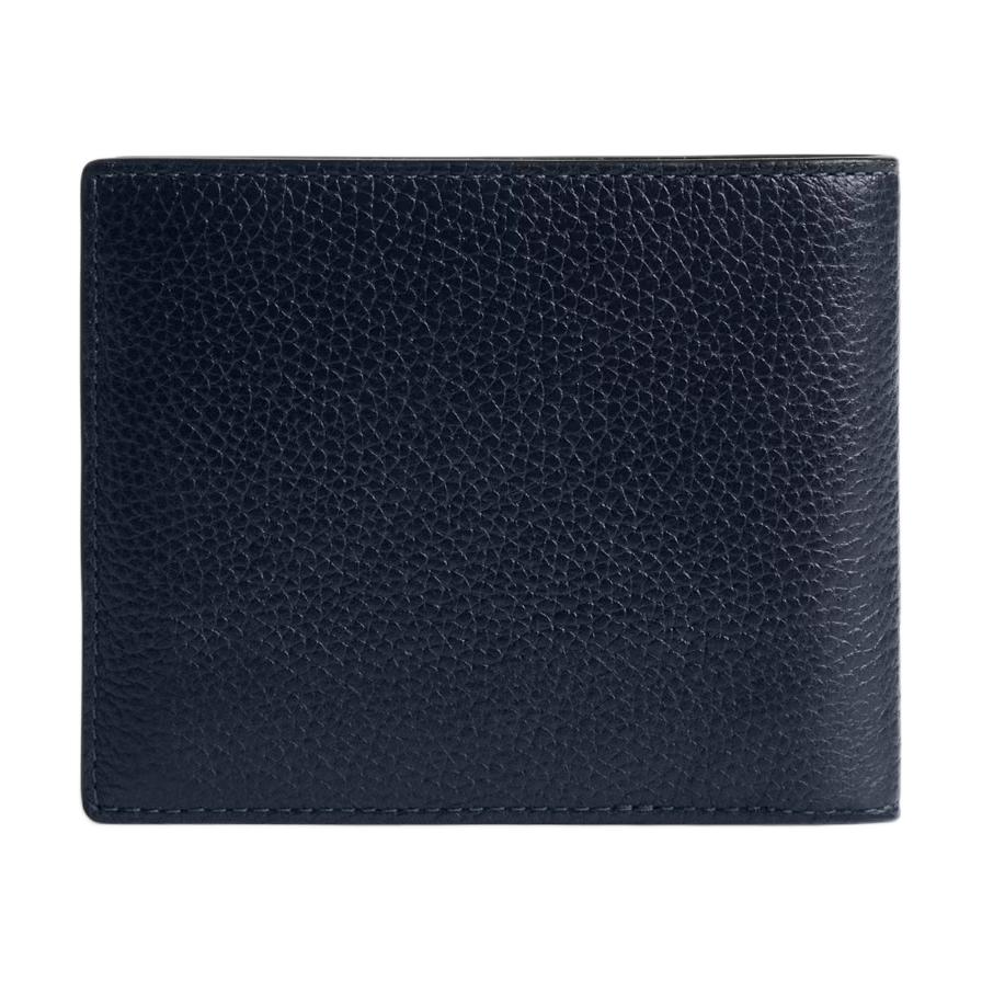 Coach 3 In 1 Wallet Letter Logo Print Double Fold Polished Pebble Leather Wallet Men Wallet Navy-Blue CP279-DNA