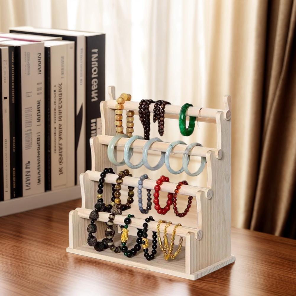32X15X33.5cm Wooden Bracelet Holder 4 Layer Detachable Bracelet Holder Jewelry Storage Stand for Watch Bracelet Scrunchie